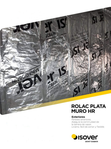 Lana De Vidrio Isover Rolac Plata Muros 50mm 3 X 0.40 X 12m
