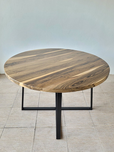 Imagen 8 de 8 de Mesa Redonda Industrial De Comedor Madera Dura Maciza 120cm