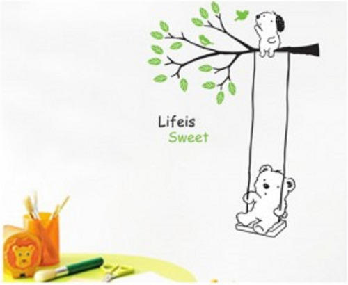 Vinilos Decorativos Oso Hamaca Perro - Niños - Infantil