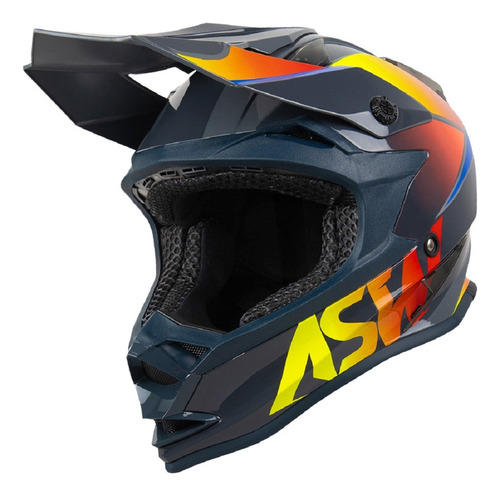 Capacete Asw Fusion Hubble Cinza/amarelo Cross Promoção