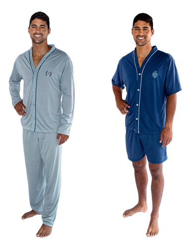 Kit Com 2 Pijamas Extra Grande Masculino Adulto