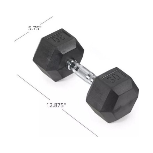 Mancuernas Hexagonal Par 30lb De Acero Y Caucho Color Negro