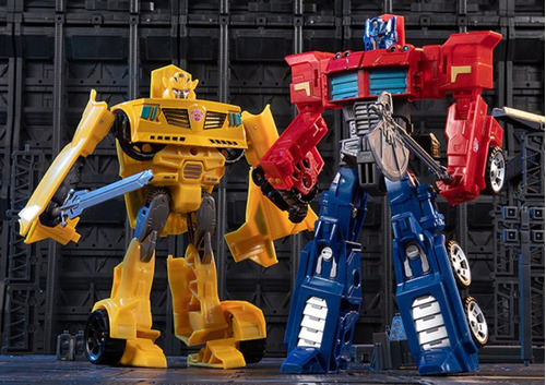 Set 2 Figuras Optimus Warrior Ultra Bumblebee + Stickers Opp