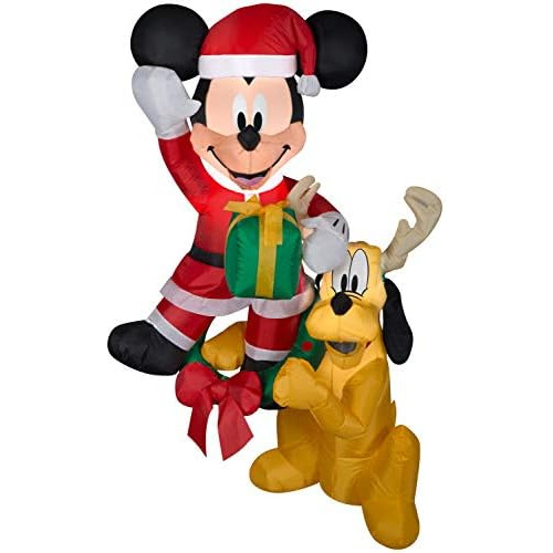 Inflable De Aire Mickey Y Pluto De Disney Navidad, 5 Pi...