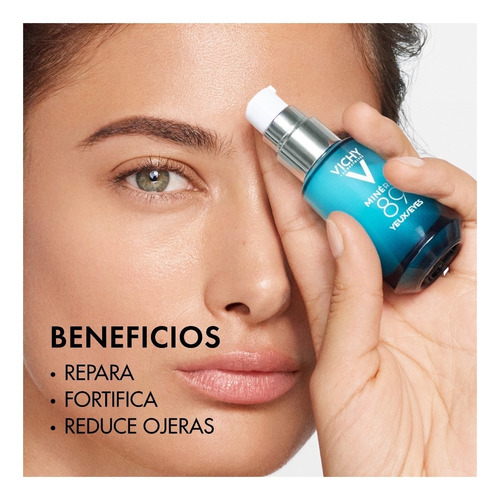 Gel/Serum Fortalecedor y reparador del contorno de ojos Vichy Mineral 89 día/noche para todo tipo de piel de 15mL