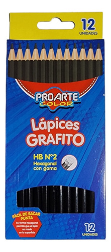 Lapices De Grafito Con Goma Hexagonal Hb N°2 Caja X12