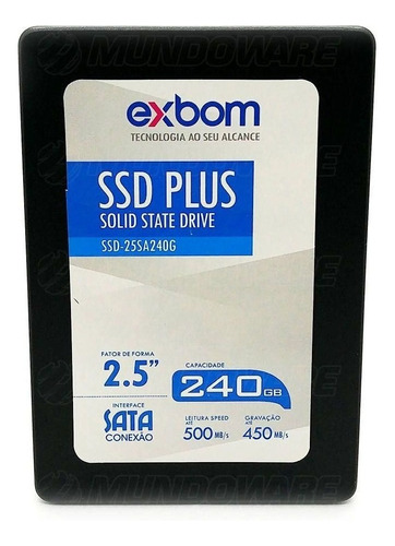 Hd Ssd 240gb 2.5 10x Mais Rápido Que Disco Rígido 7200rpm Cor Preto