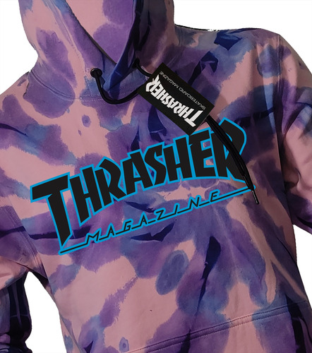 Sudadera Thrasher Tie Dye Azul Con Morado