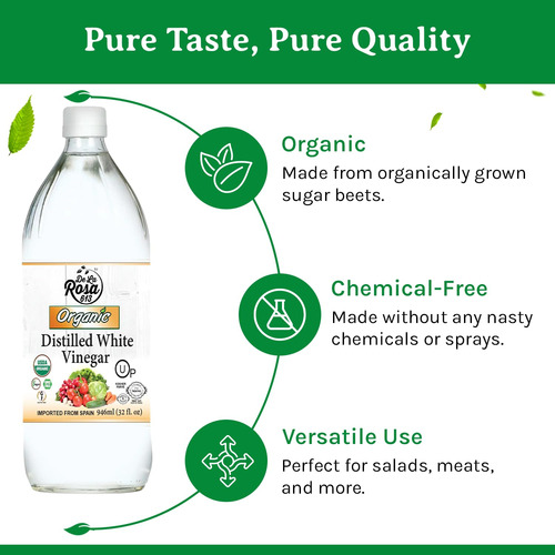 Vinagre Blanco Orgánico Crudo Sin Filtrar 946 Ml Vegano Kosh