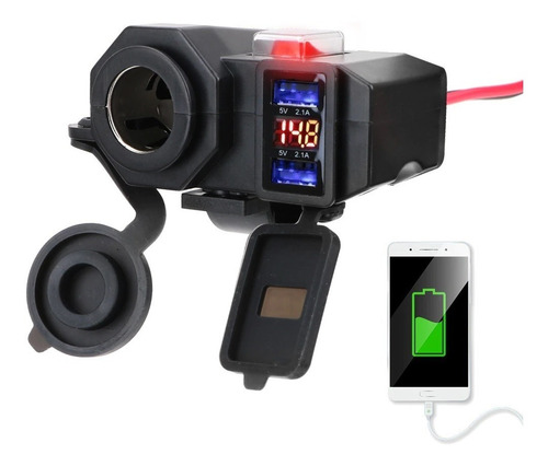 Cargador A22 Doble Usb Moto Impermeable, Led Gps 5v