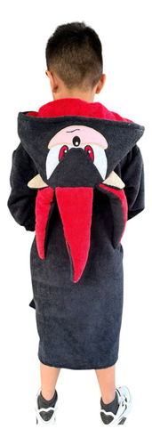 Bata De Baño Infantil Microfibra Shadow Sonic Gorro Bordado