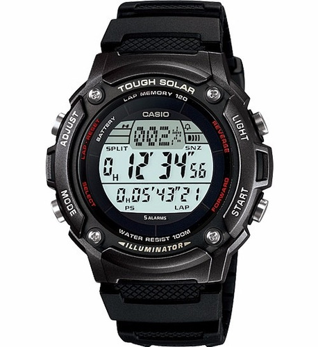 Relógio Casio W-s200 H-1b Solar 5 Alarmes Cronometro Wr100 P