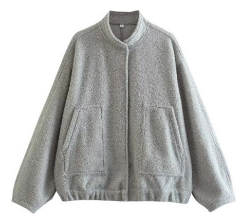 Chaqueta Bomber For Mujer Con Cuello Alto Y Botones [u]