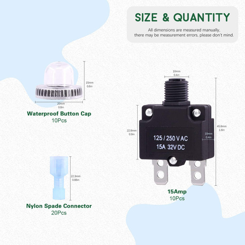 Keadic 30 Disyuntor Manual Reset 15 Amp Reinicio 32 Vcc V