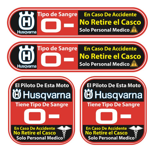 Sticker Tipo Sanguineo Reflejante Para Casco Motos Husqvarna