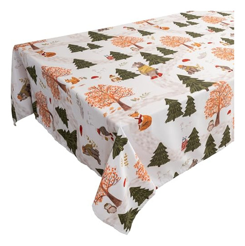 Mantel Rectangular Infantil Con Diseño De Animales Del Bosqu