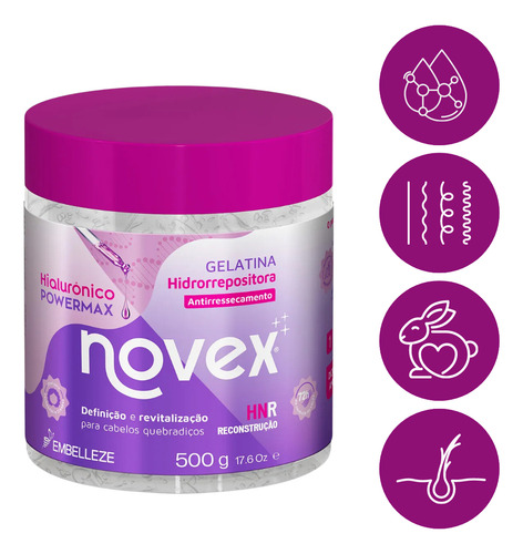 Gelatina Embelleze Novex reconstrução de 520.494mL 500g