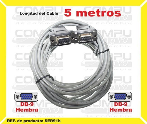 Cable Serial: 9 Pines H - H 5m Ref: Ser91b Computoys Sas