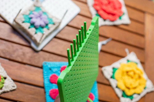 Tabla Bloqueador Granny Square Crochet Plástico Todo En Uno Verde