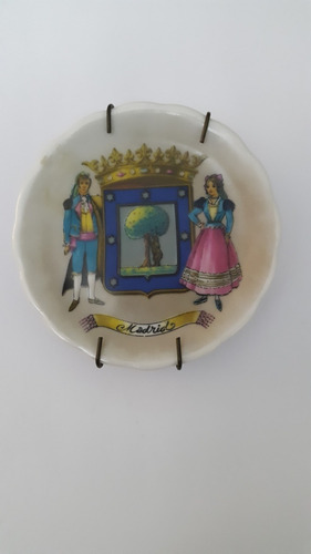 Mini Platito De Porcelana Con Escudo De Madrid Para Colgar