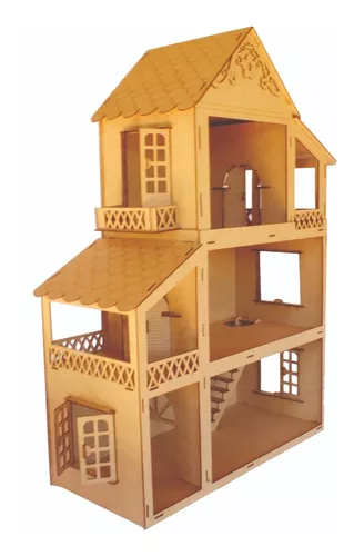 Casa Casinha Grande 80 Cm P/ Boneca Com Móveis