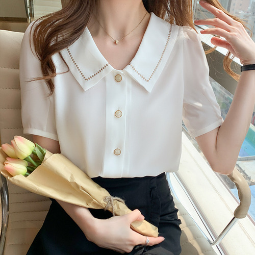 Camisa De Chifón Con Cuello De Muñeca Para Mujer