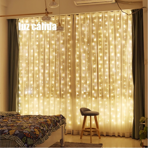 Imagen 2 de 10 de Cortina De Luces Vintage 3x3m . Alambre Microled 300leds