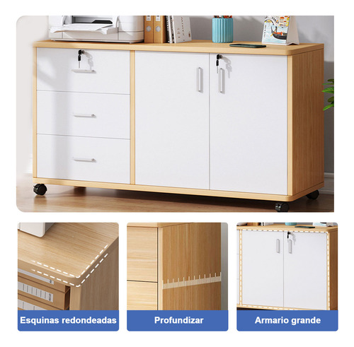 Archivero De Madera Y Archivero Metalico Con Ruedas Y Llave