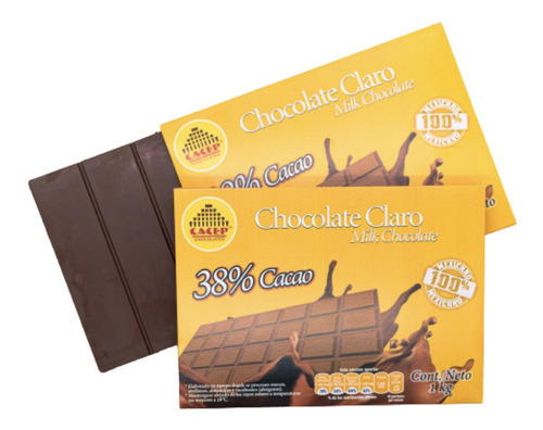 Chocolate Cacep Claro Con Leche 38% Cacao Barra De 1 Kg