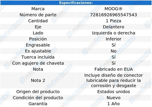 Rótula Del Izquierda O Derecha Inf Elantra 13 Al 16 Moog