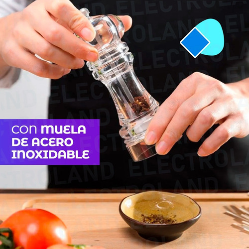 Imagen 3 de 10 de Pimentero Molinillo Sal Pimienta Acrílico Regulable Cocina