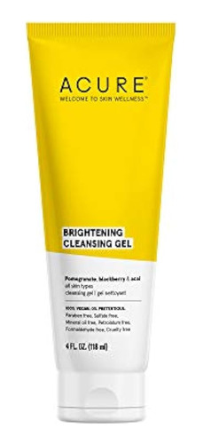 Acure Brilliantly Brightening Cleansing Gel, 4 Onzas Líquida