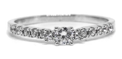 Imagen 1 de 2 de Anillo Oro Blanco Solitario 18k Circones Naturales /marisio