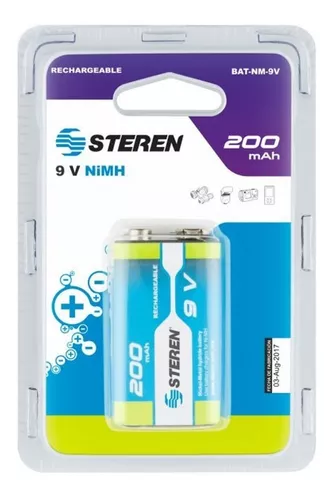 Batería Steren Recargable 9v Nimh 200 Mah Bat-nm-9v Se