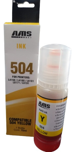 Botella Tinta Compatibl Ams Epson 504 Pigmentada Yellow 70ml