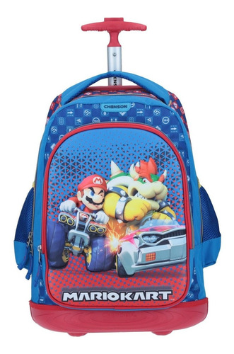 Mochila Chenson Con Carrito Mario Bros Escolar Mb63597 Color Azul