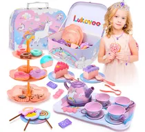 Comprar Juguetes De Cocinas Para Niñas Juego De Té Tazas Con Postre Aosihui Color Morado