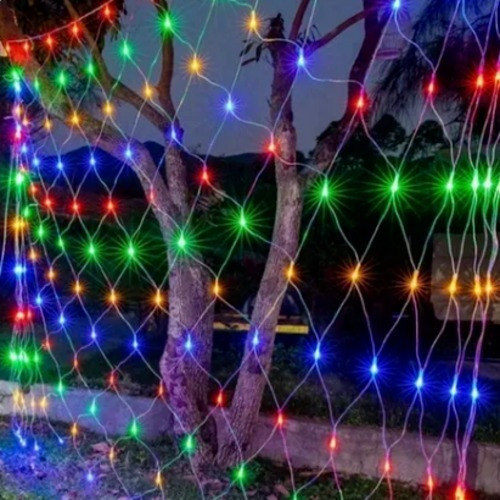 Luces De Navidad Multicolor Tipo Malla Led Para Exteriores 