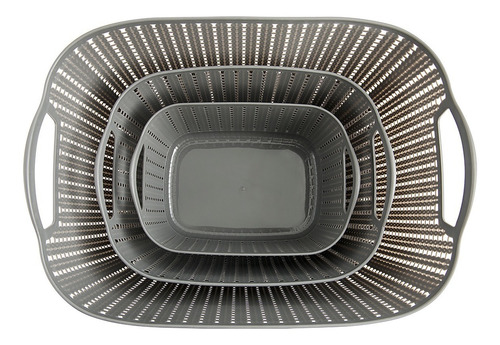 Set De 3 Cajas Organizadoras Simil Rattan Gris Begônia