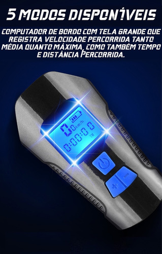 Velocímetro Com Farol E Buzina De Bicicleta Ciclo Computador Cor Preto