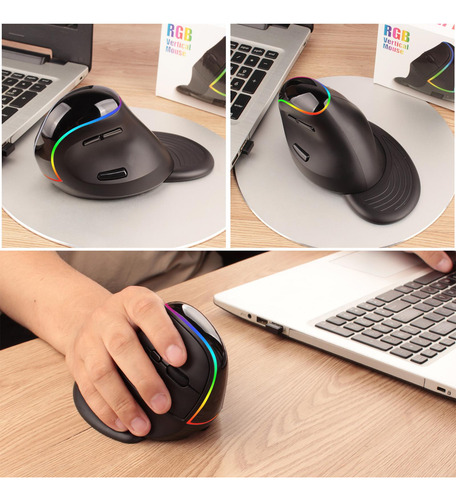 Wireless Mouse Vertical With Scroll Wheel 6 Lighting 3200