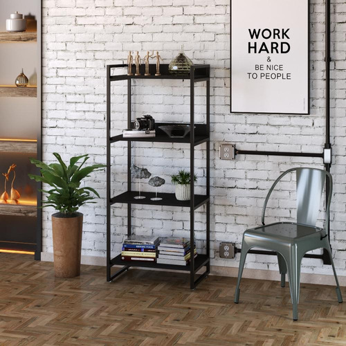 Estante Industrial Multiuso 4 Prateleiras 146x60cm Kuadra Cor Preto Ônix / Est.Preta