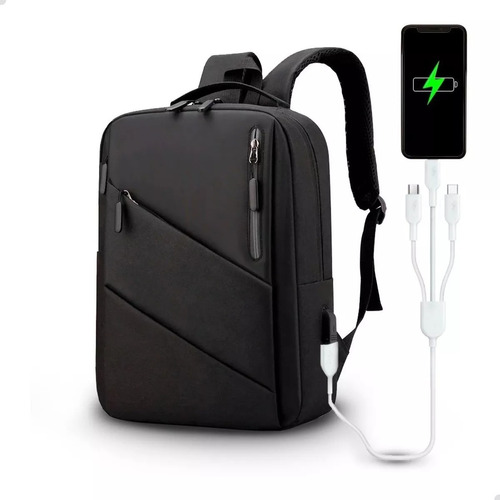 Mochila Executiva Premium Bolsa Semi Impermeavel Notebook Cor Preto Desenho do tecido Liso