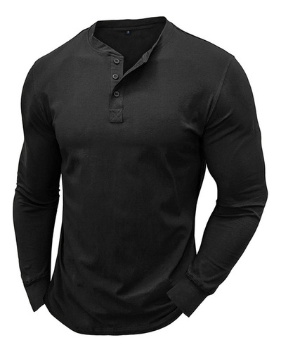 Blusa Básica De Color Liso De Manga Larga Para Hombre, Muscu