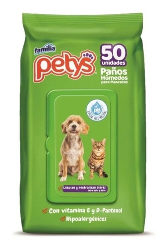 Pañitos Húmedos Para Mascotas Petys - Unidad a $220