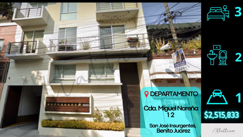 Venta De Departamento (114m2) A 2 Cuadras De Insurgentes, A 10 Mins De C.c. Manacar, A Espaldas Del Teatro De Los Insurgentes, Zona Muy Segura Db15-r32