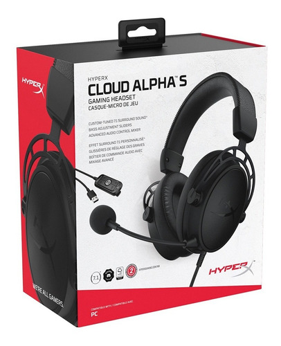 Auriculares gamer HyperX Cloud Alpha S 7.1 HX-HSCAS blue