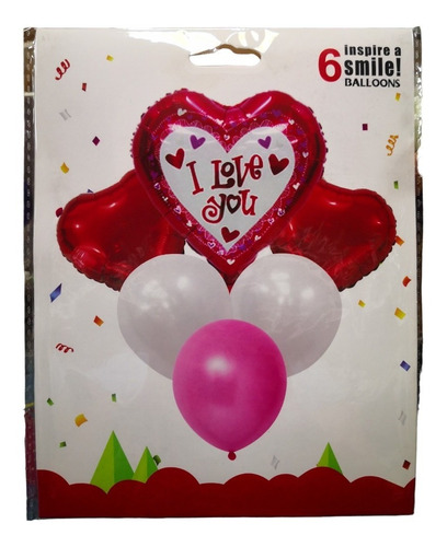 Kit X 6 Globos I Love You Completos San Valentín Modelo 1