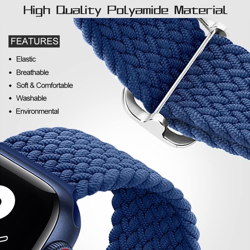 Correa Para Iwatch 42/44/45/49mm Smarttech Tejida Ajustable Azul