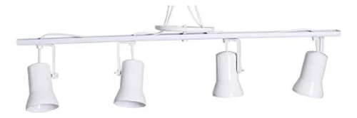 Luminária Com 4 Spot Trilho Direcionável Branco / Preto Branco